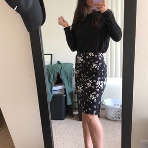 Loft tweed black pencil skirt